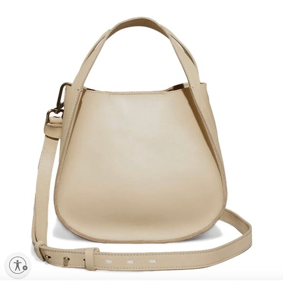 Madewell Beige Leather Shoulder Bag Leather Basic Top Handle 8x9x4 $168 - Picture 1 of 9